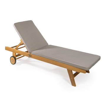 Mallorca 77.56"x23.62" Modern Classic Adjustable Acacia Wood Chaise Outdoor Lounge Chair with Cushion & Wheels - JONATHAN Y